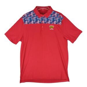 US Open 121st Torrey Pines Mens L Performance Golf Polo Shirt Red Blue Space Dye